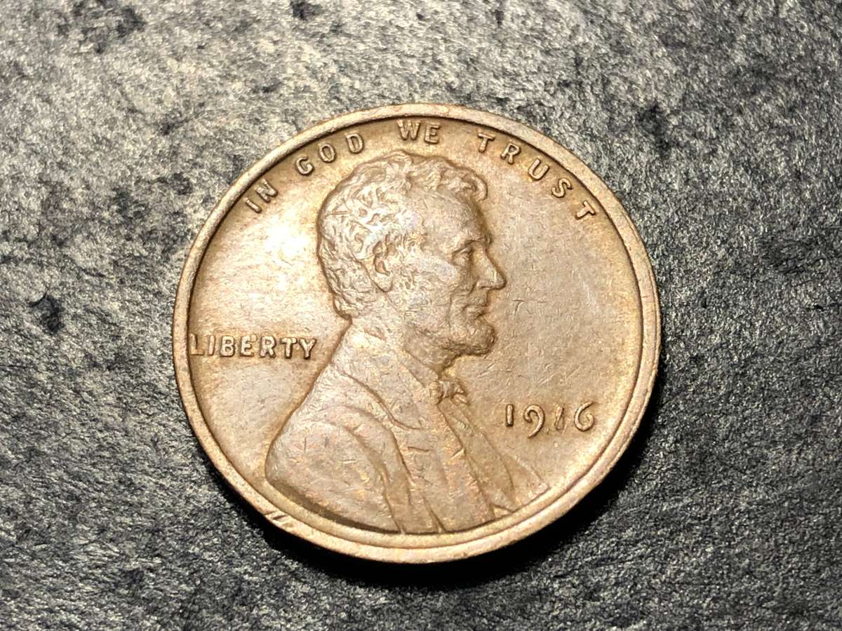 1916 American Wheat penny (1 cent) Bronze coin - High grade - No mintmark