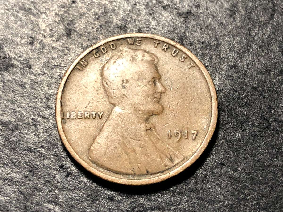 1917 American Wheat penny (1 cent) Bronze coin - No mintmark