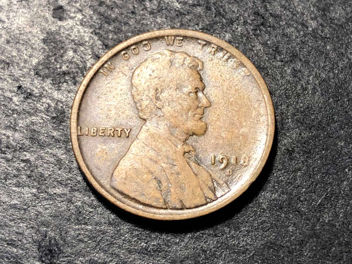 1918 American Wheat penny (1 cent) Bronze coin - Denver (D) mintmark