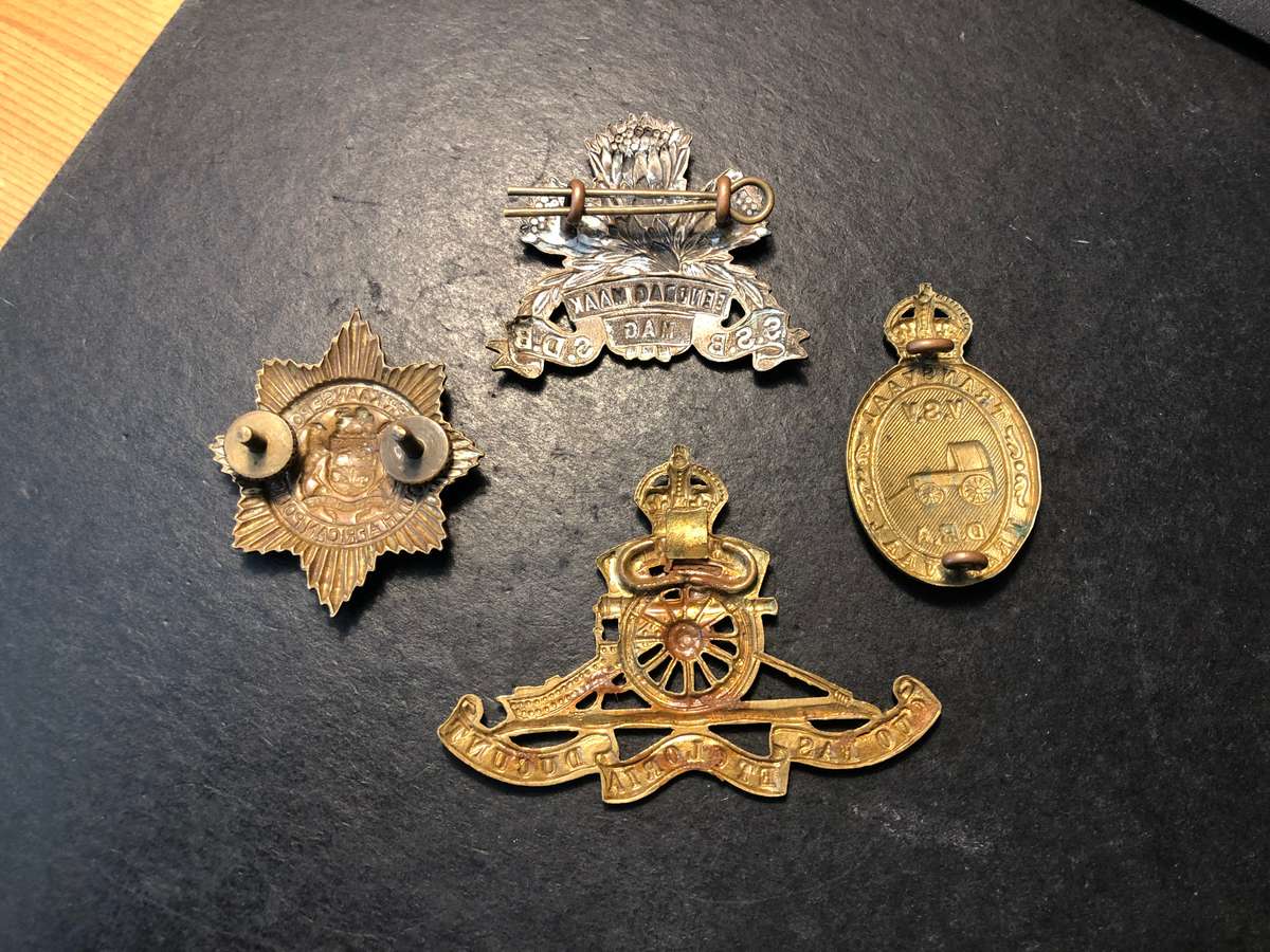 Lot of 4 Military type South African bronze badges - As per photo