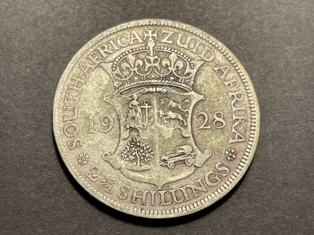 Scarce 1928 S.A. Union silver 2 ½ shillings coin