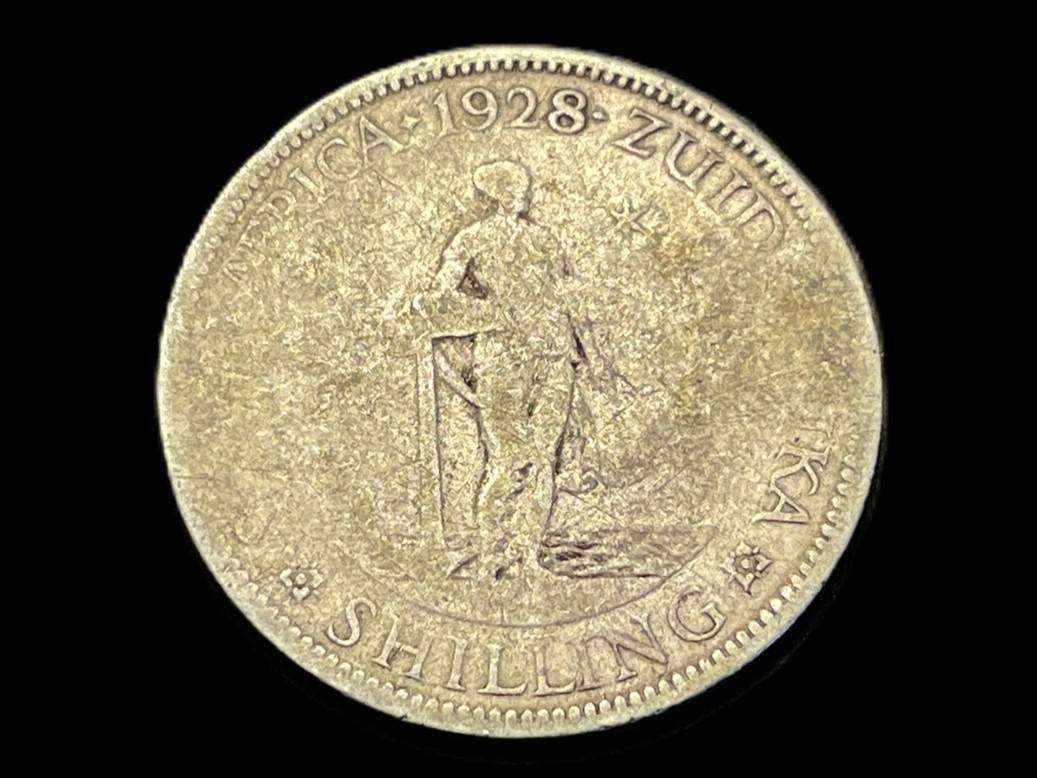 Scarce 1928 SA Union silver 1 shilling coin