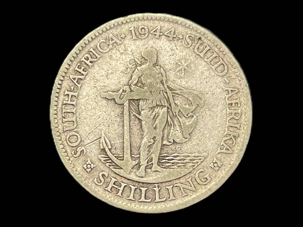 Scarce 1944 SA Union silver 1 shilling coin - Only 48,545 minted