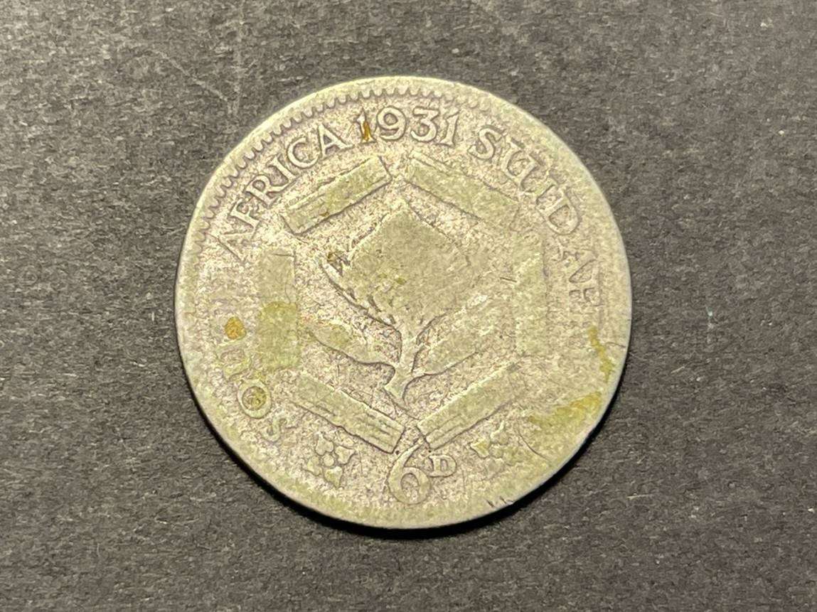 Very rare 1931 SA Union 6 Pence silver coin
