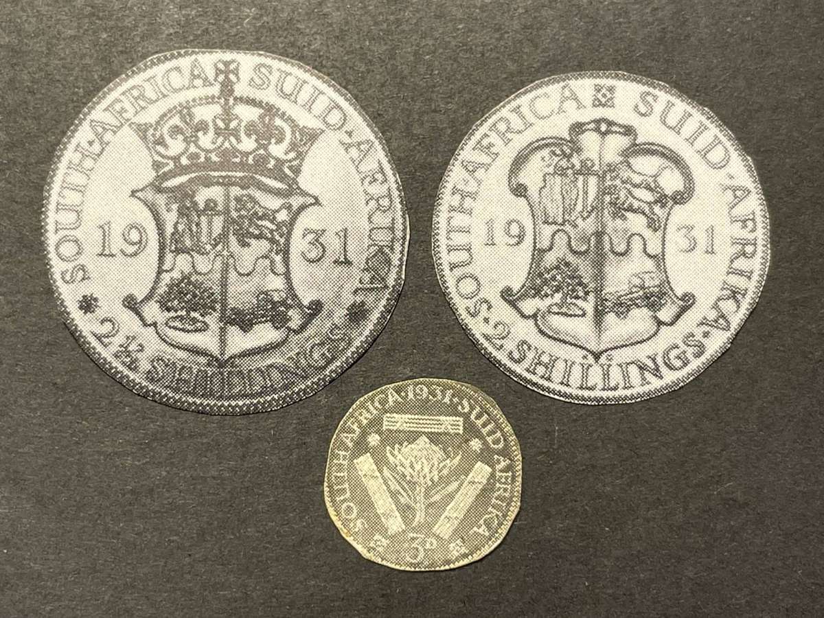 Fillers - 1931 SA Union printed fillers for the 2/6-, 2/-, and 3D - Proper size
