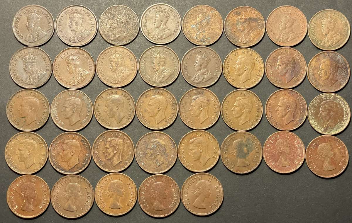 Complete set of SA Union ½ penny coins from 1923 to 1960 - Some are in a very good condition