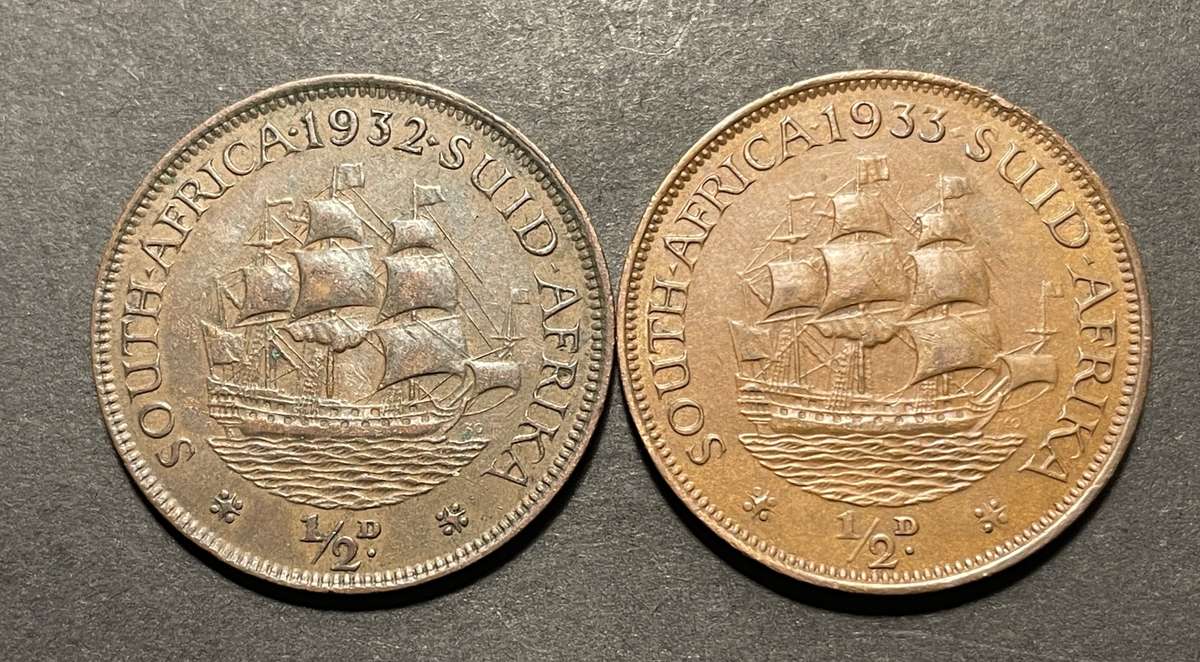 Complete set of SA Union ½ penny coins from 1923 to 1960 - Some are in a very good condition