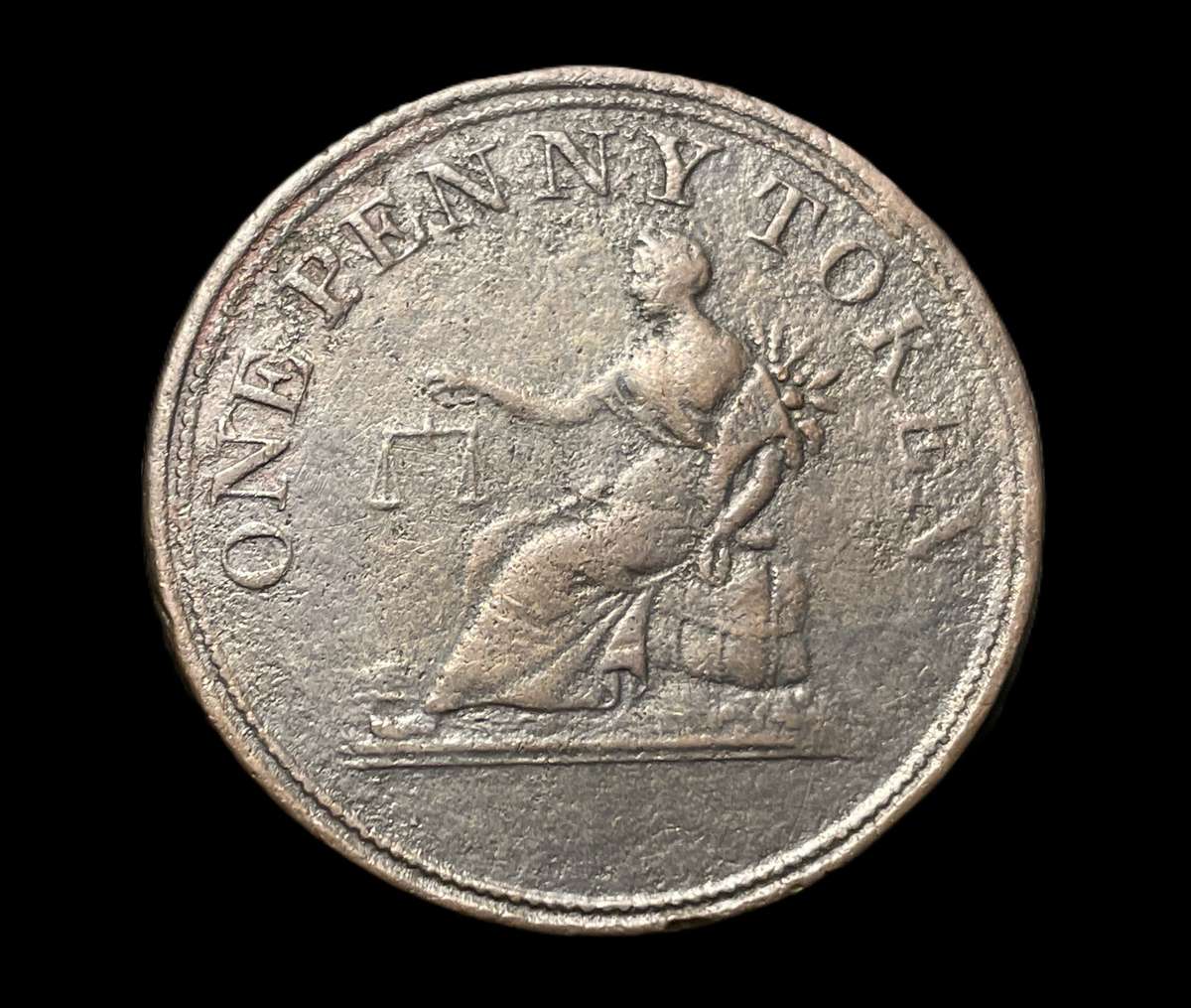 Large 1812 Copper 1 penny token  - Old