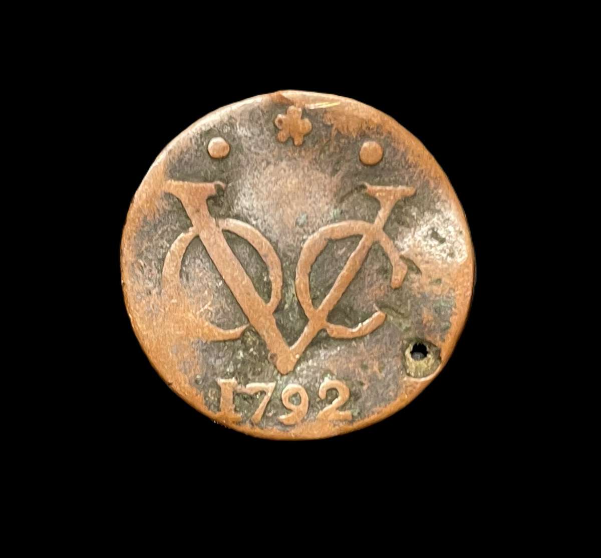 Nice old VOC copper 1 Duit from 1792 - Shipwrecked coin