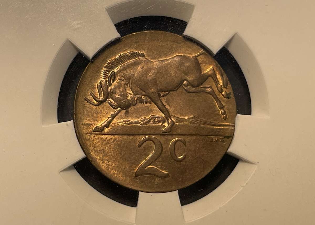 Error 1989 RSA 2 cent struck on a 1 cent planchet - SANGS Graded