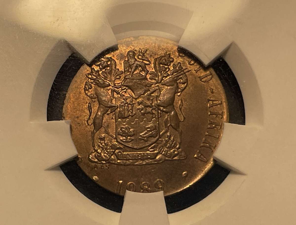 Error 1989 RSA 2 cent struck on a 1 cent planchet - SANGS Graded