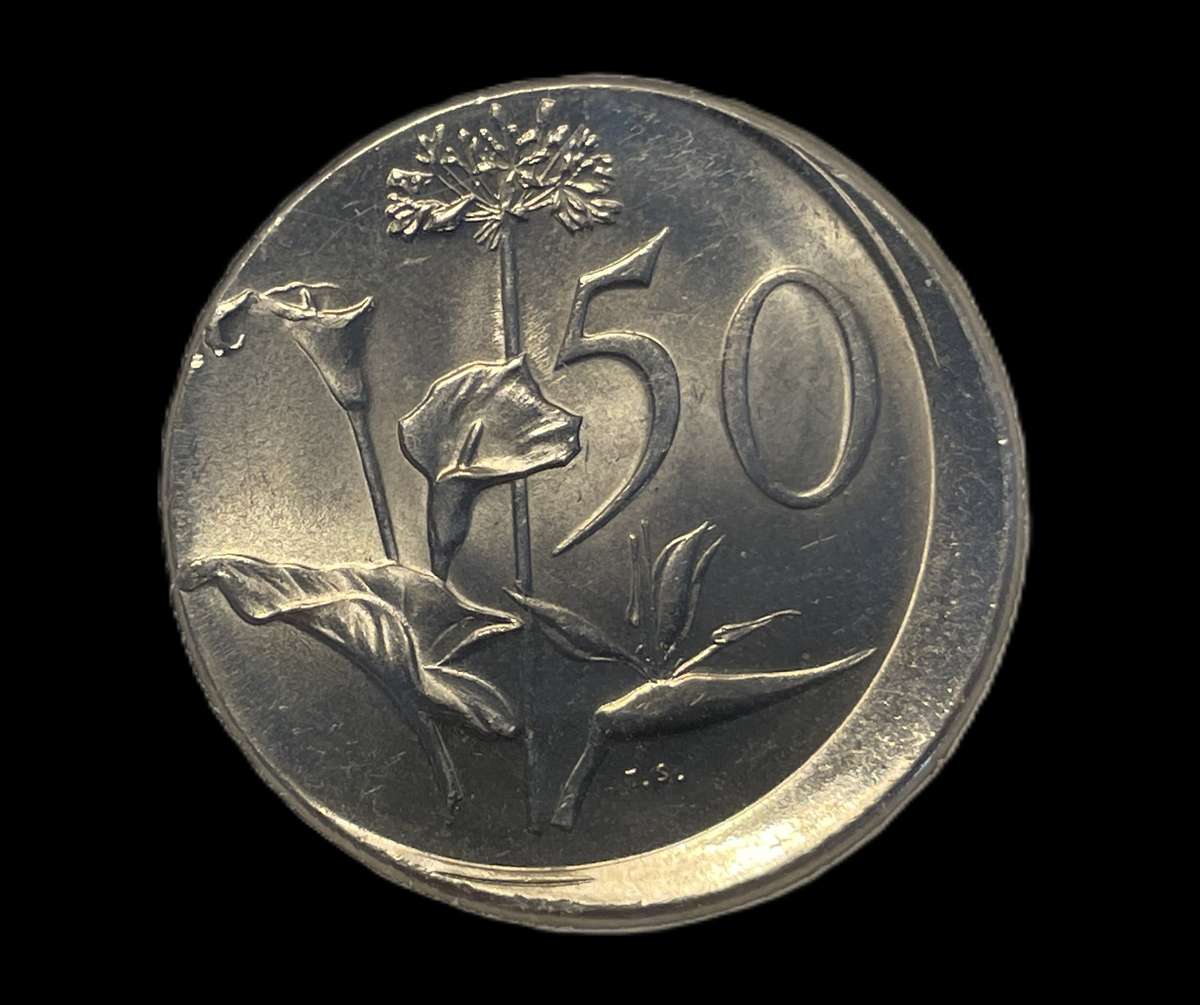 Brilliant UNC Error RSA 1966 50 cent coin - Mis-struck error - Graded by SACGS