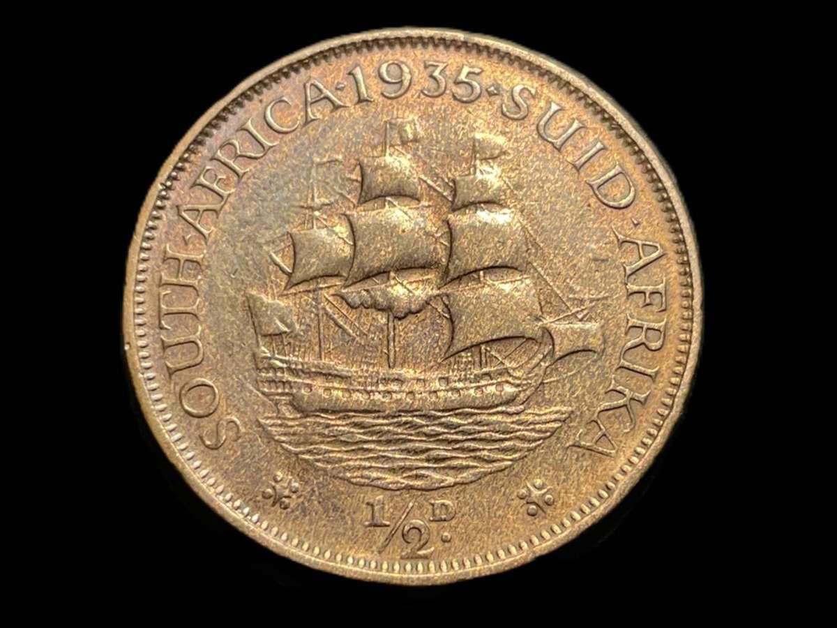 Scarce 1935 SA Union ½ penny coin