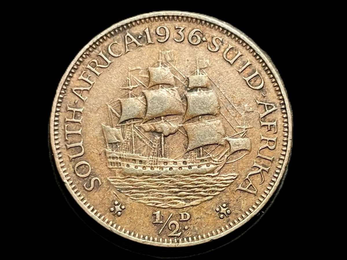 Scarce 1936 SA Union ½ penny coin