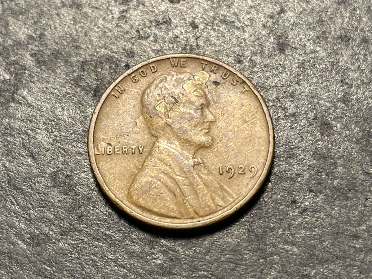 1929 American wheat penny with severe Planchet Lamination Error