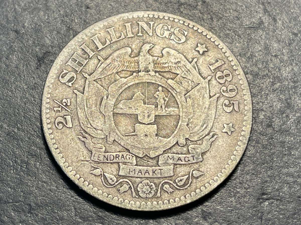 ZAR Silver 1895 Half-crown (2/6-) coin - President Kruger issue - Only 182,336 minted