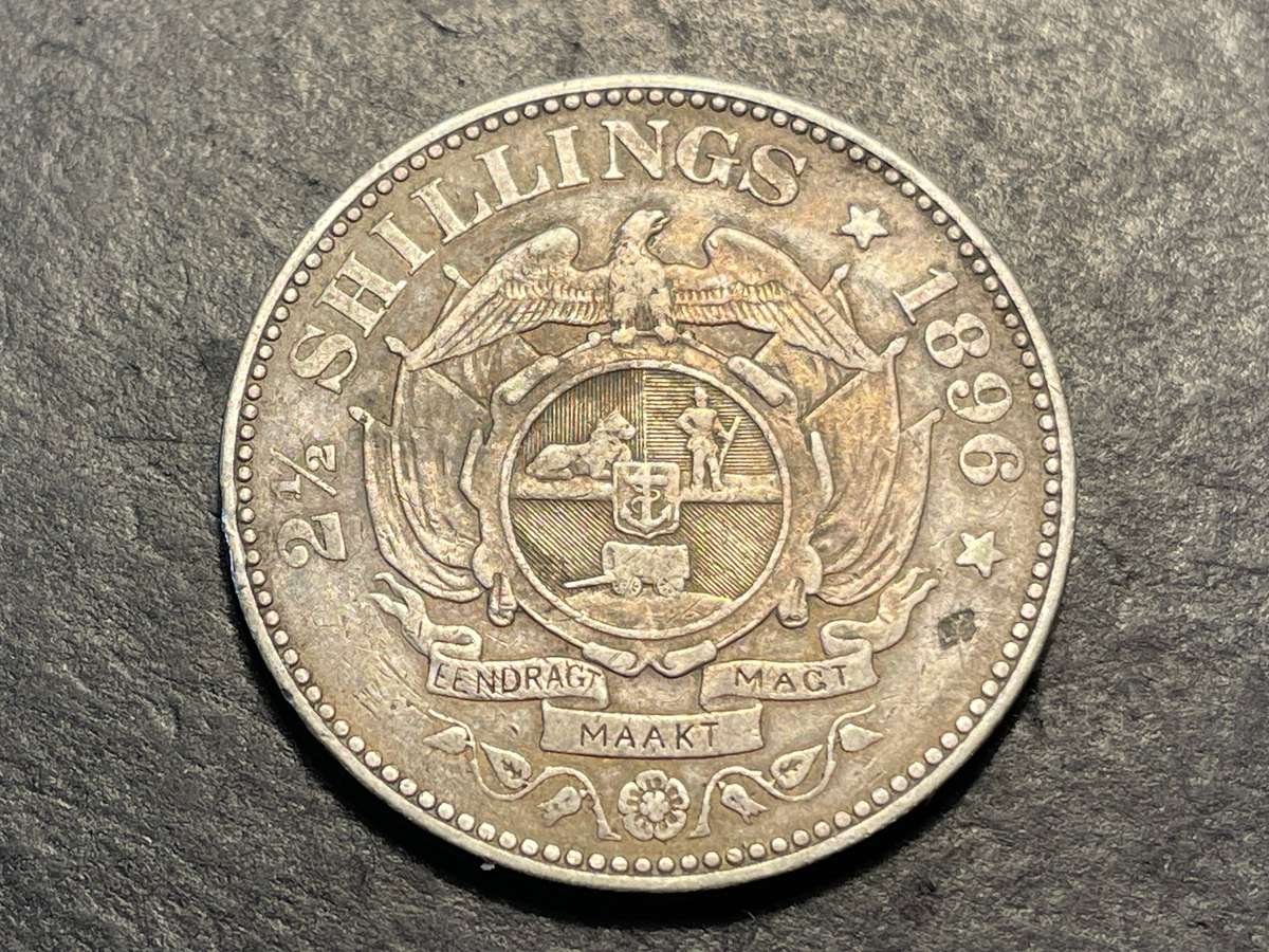 ZAR Silver 1896 Half-crown (2/6-) coin - President Kruger issue - Only 284,760 minted - Lot 2 of 2