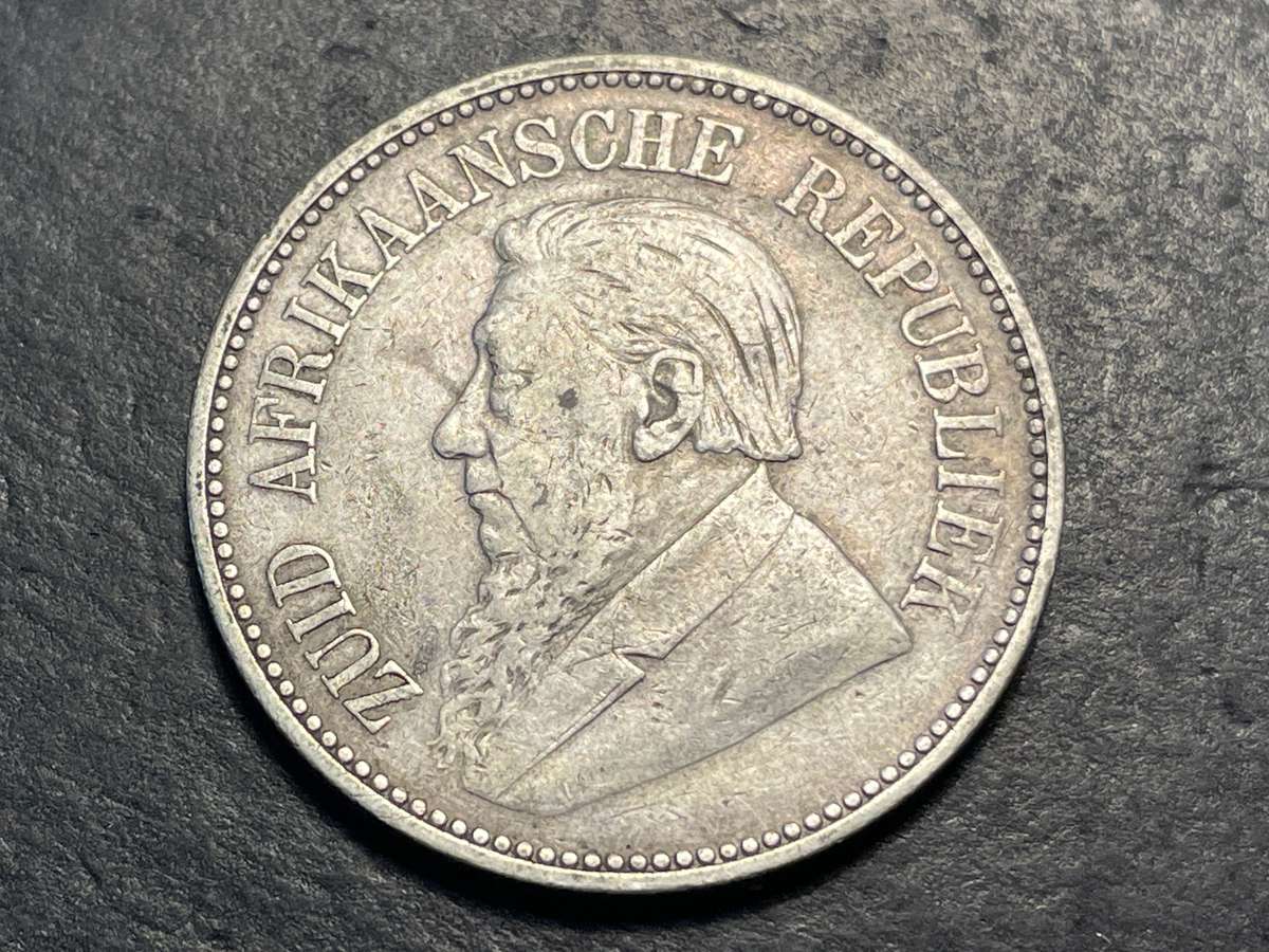 ZAR Silver 1896 Half-crown (2/6-) coin - President Kruger issue - Only 284,760 minted - Lot 2 of 2