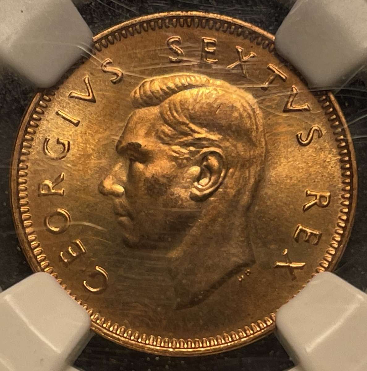 Beautiful 1952 S.A. Union 1/4 penny coin graded PF67RB by NGC - Only 2 coins graded higher at NGC