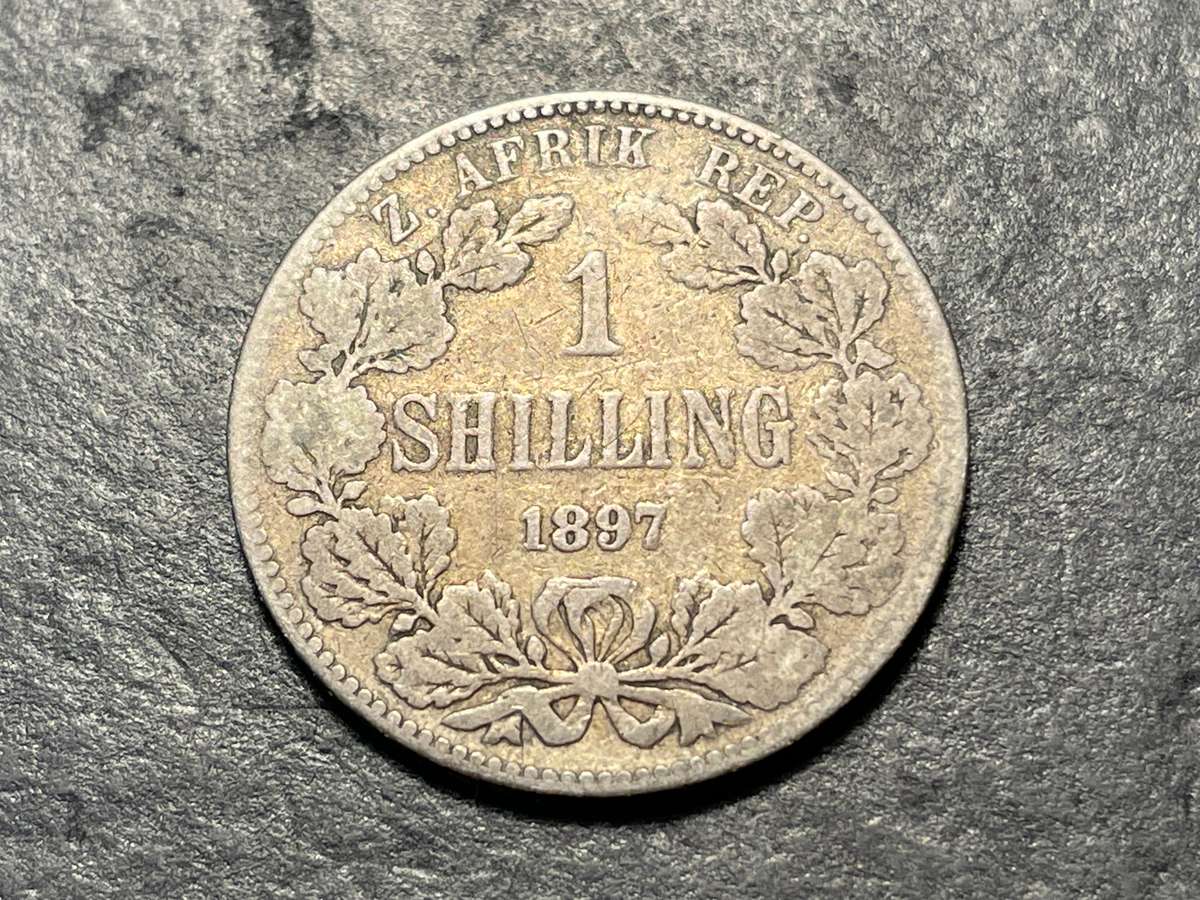 ZAR Silver 1897 One shilling (1/-) coin - President Kruger issue - Only 397,300 minted