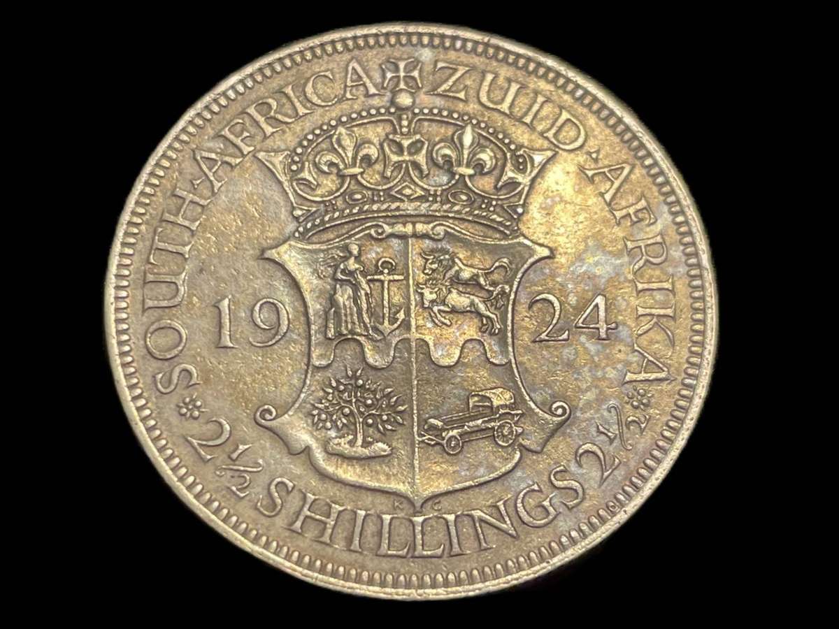 Scarce 1924 SA Union silver 2 ½ shilling coin