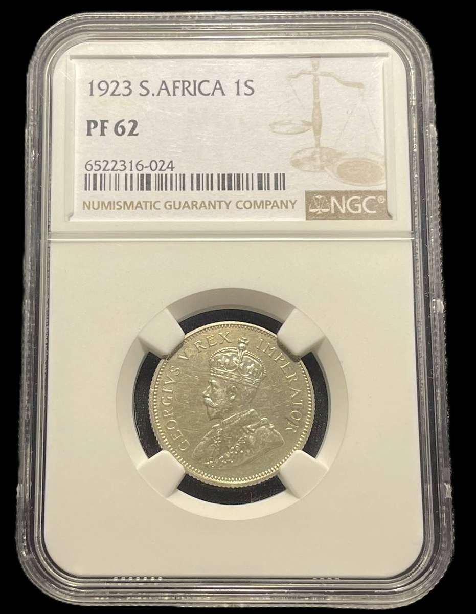 Rarer proof 1923 SA Union silver 1 shilling coin - NGC Graded PF 62