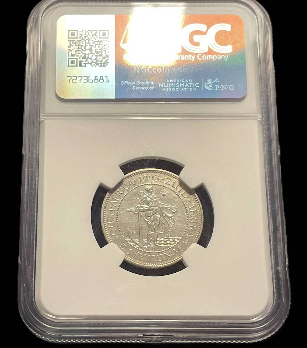 Rarer proof 1923 SA Union silver 1 shilling coin - NGC Graded PF 62