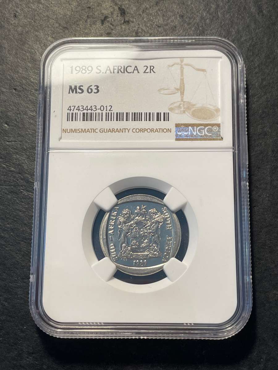 Never issued in mint packs - 1989 South African R2 coin NGC graded MS63 - Only 3 coins better