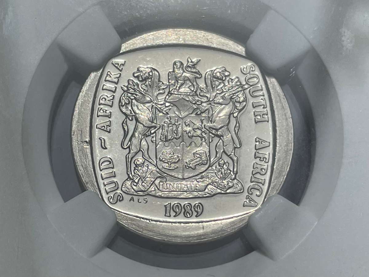 Never issued in mint packs - 1989 South African R2 coin NGC graded MS63 - Only 3 coins better