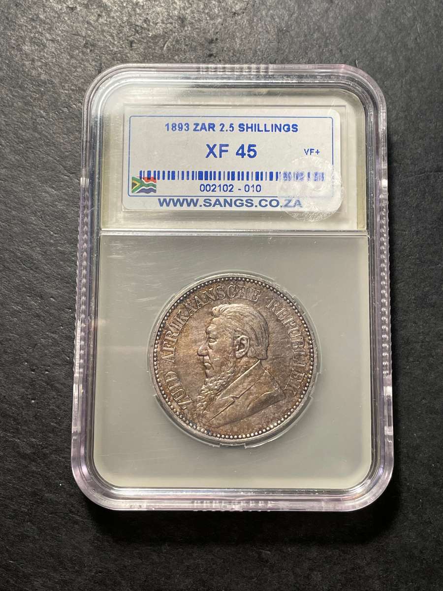 Catalogued at R40,000 in EF | Rarest ZAR halfcrown coin - 1893 2.5 shillings coin SANGS graded XF45
