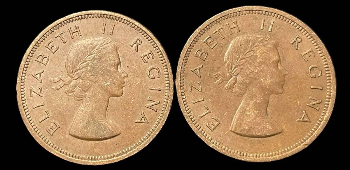 1958 SA Union 1 penny coins - 2 available