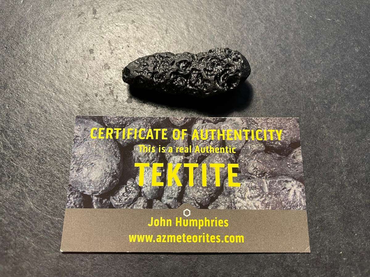 Large 80 ct Genuine Tektite meteorite impact crater stone with Certificate of Authenticity