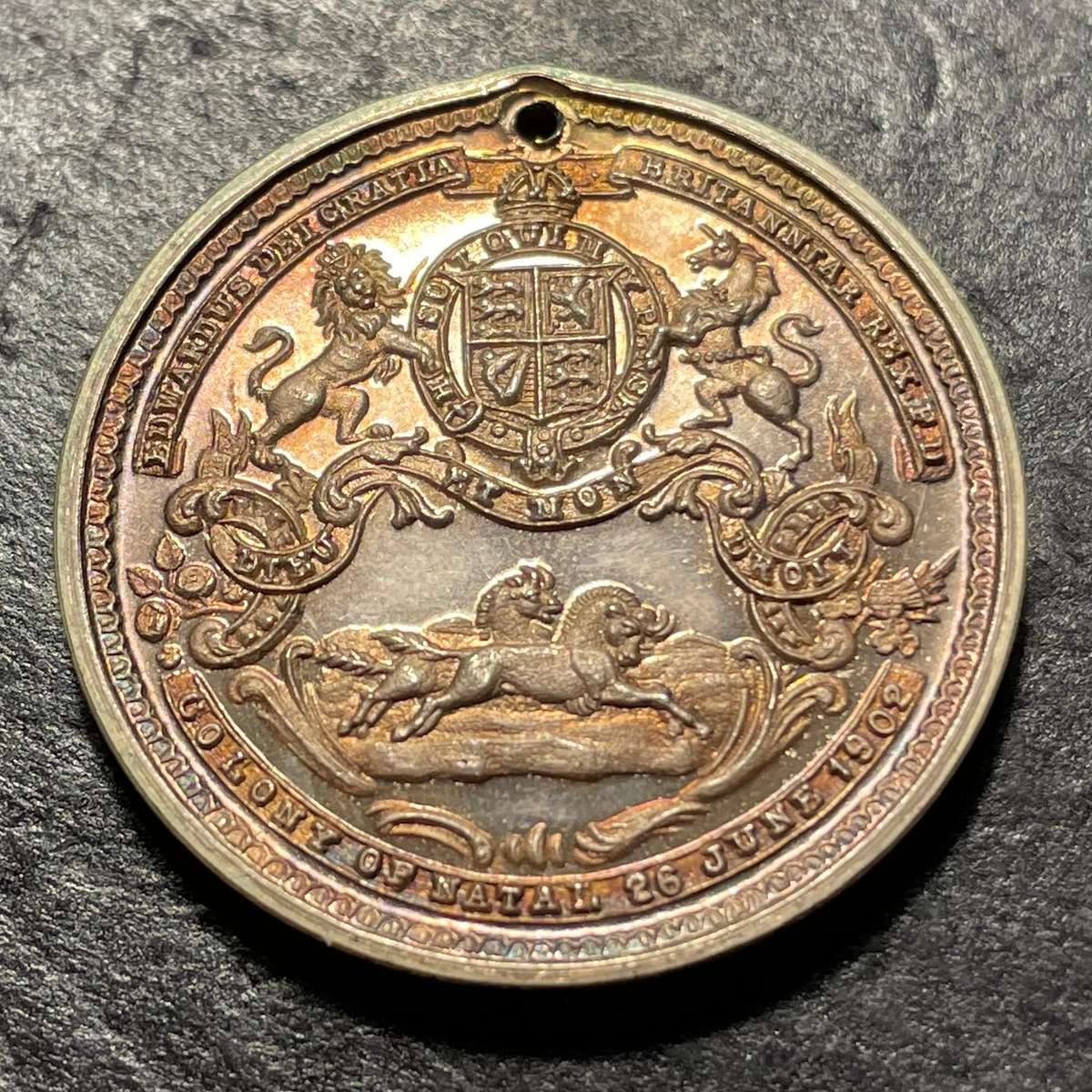 Stunning proof silver medallion commemorating the coronation of King Edward VII - Natal, 1902
