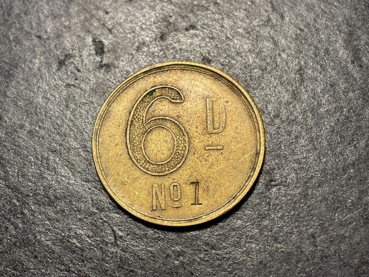 Early South African 6 pence brass token - Not common