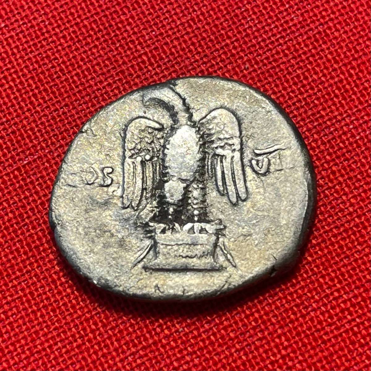 Roman Emperor Vespasian silver eagle denarius coin minted in 76 AD
