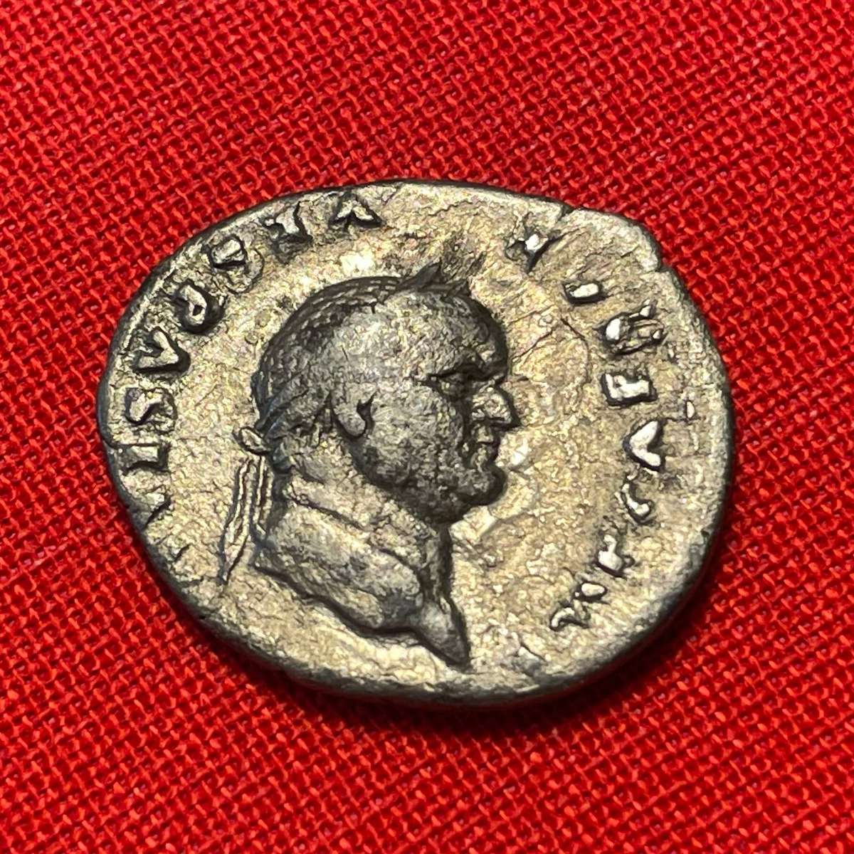 Roman Emperor Vespasian silver eagle denarius coin minted in 76 AD