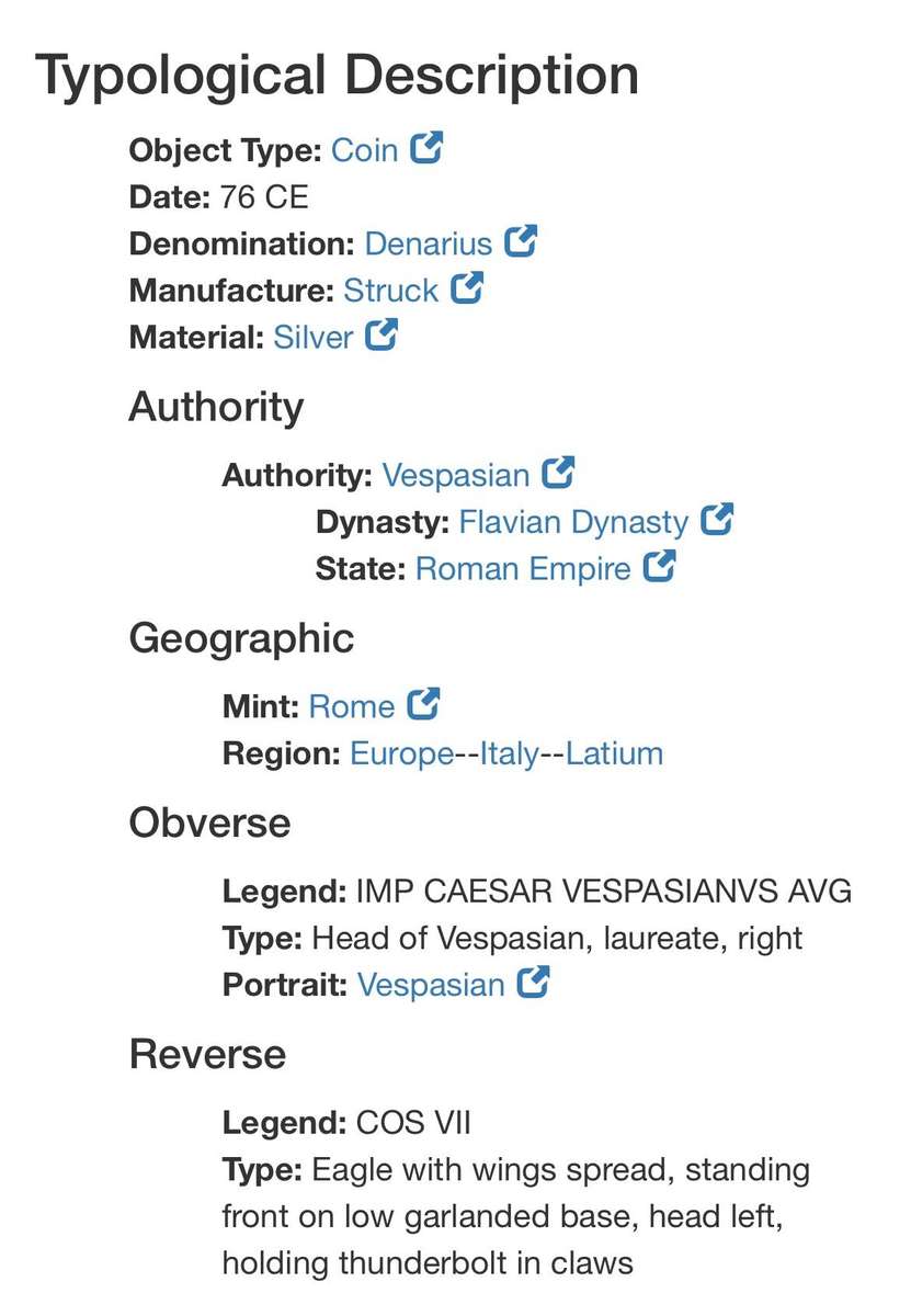 Roman Emperor Vespasian silver eagle denarius coin minted in 76 AD