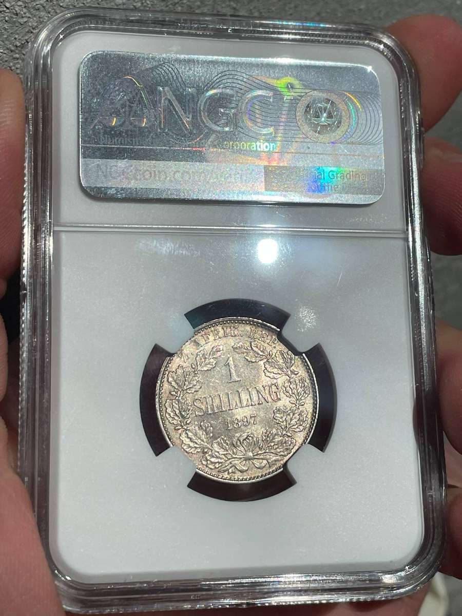 ZAR Paul Kruger 1897 one shilling silver coin - NGC graded MS63