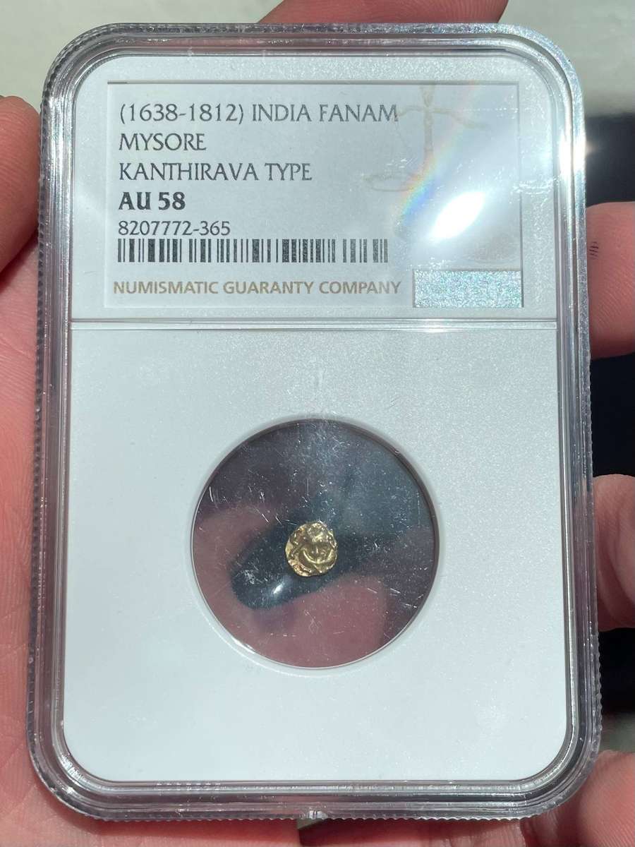 Indian Gold fanam coin NGC graded AU58 - Minted between 1638 and 1812 - Lot 2 of 2