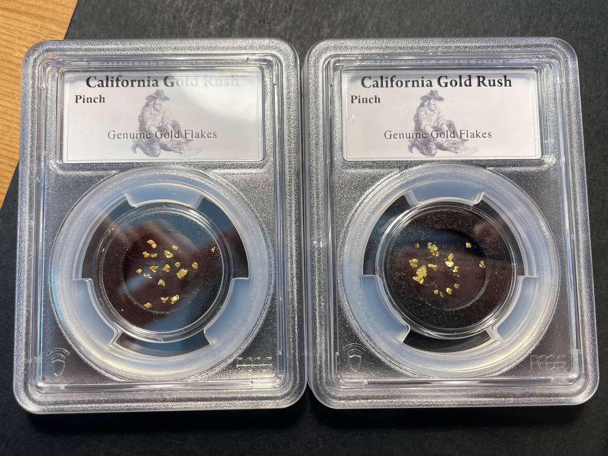 PCGS authenticated Gold flakes from the California Gold Rush - Last one available