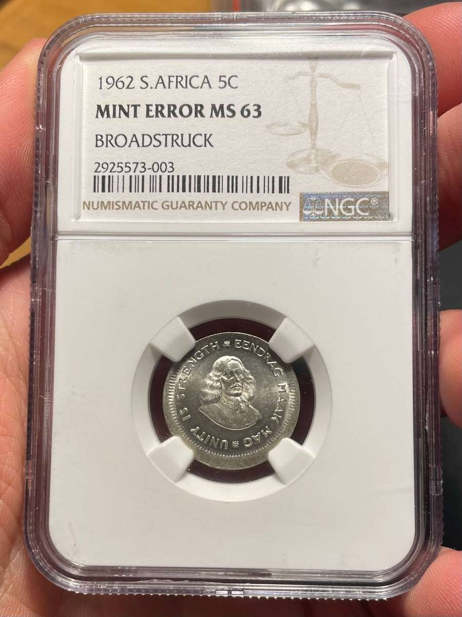1962 Broadstruck error silver 5 cent - NGC graded MS63