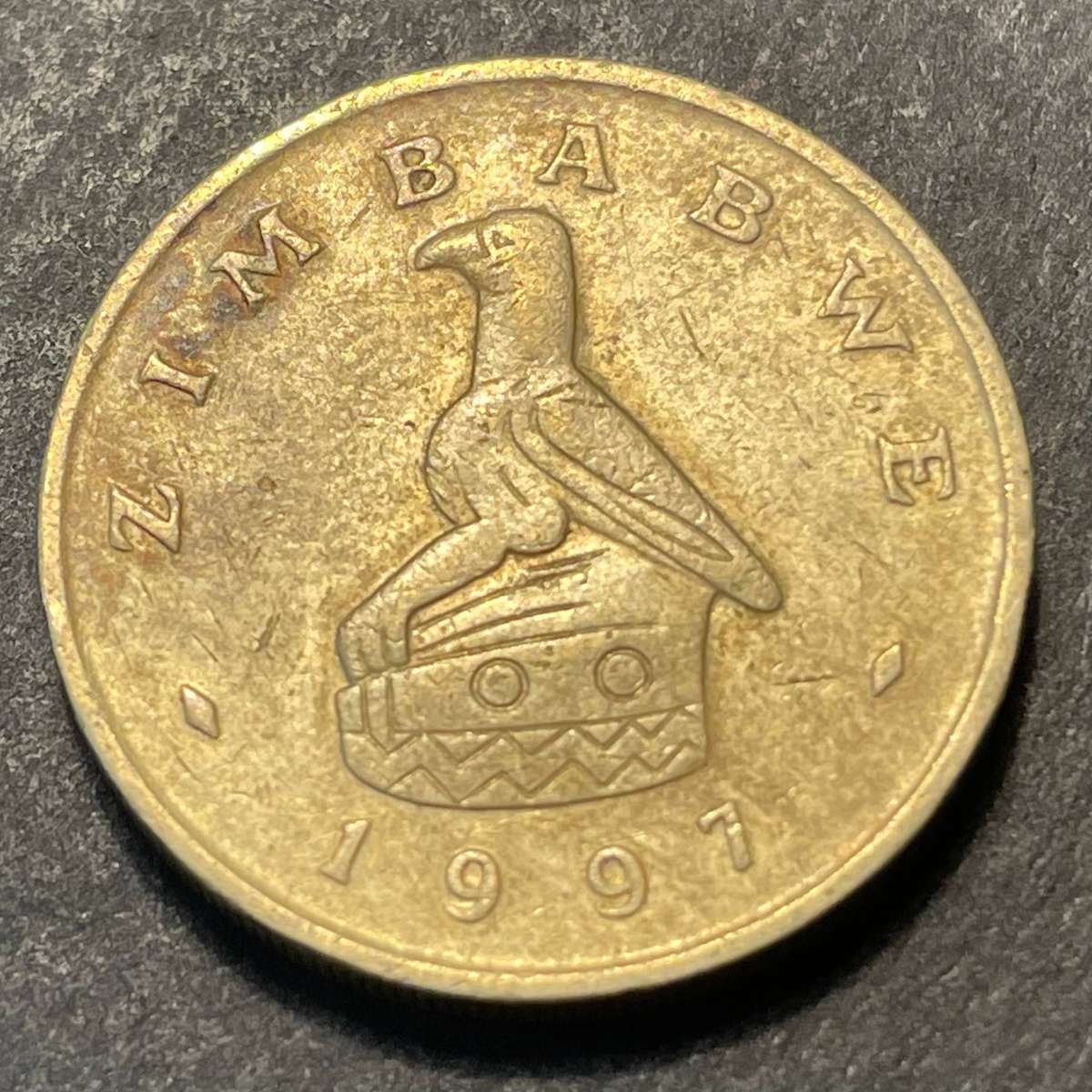 1997 Pangolin 2 dollar coin from Zimbabwe