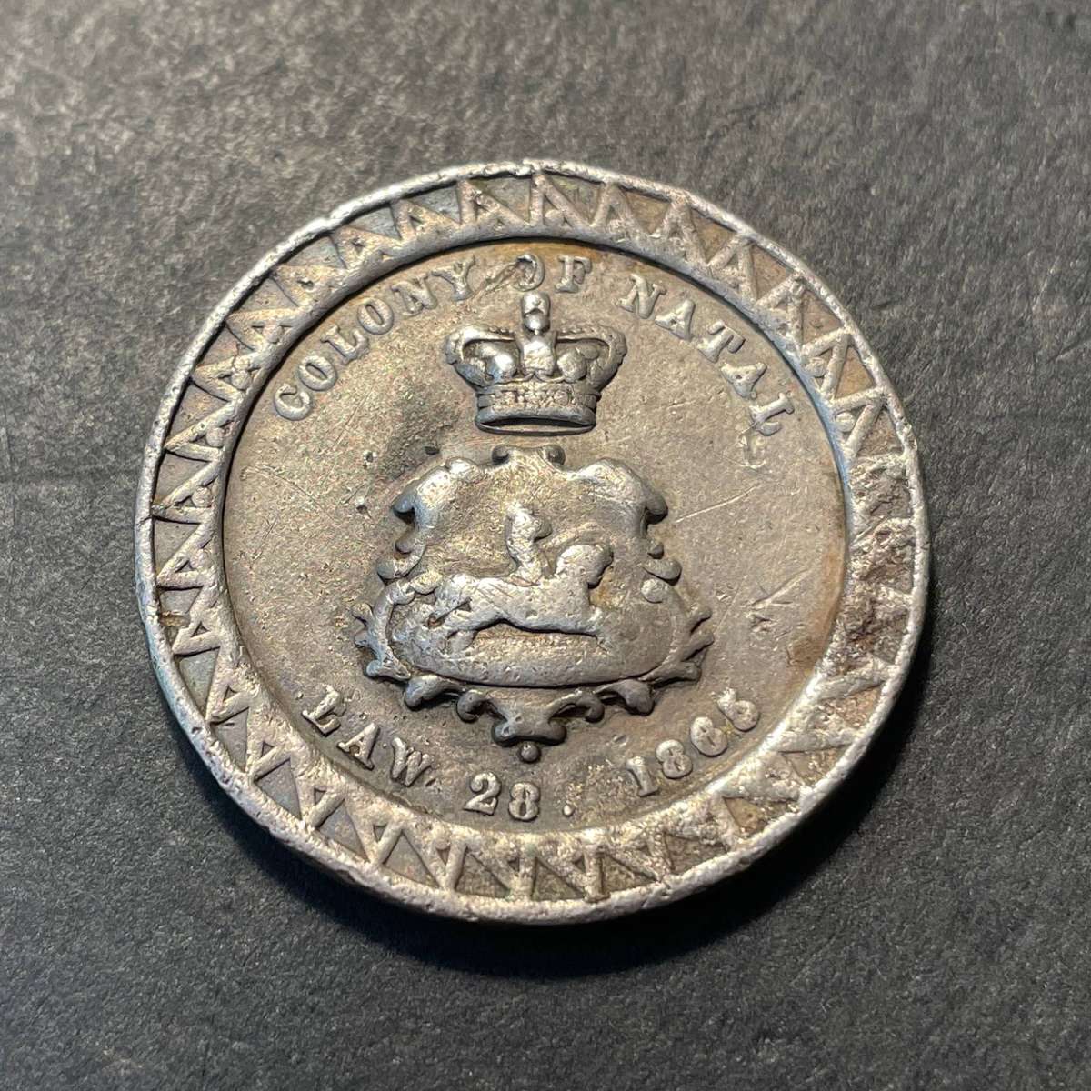 Only 20 known - Colony of Natal Exempted from native law silver medal awarded to James Kahle 1883