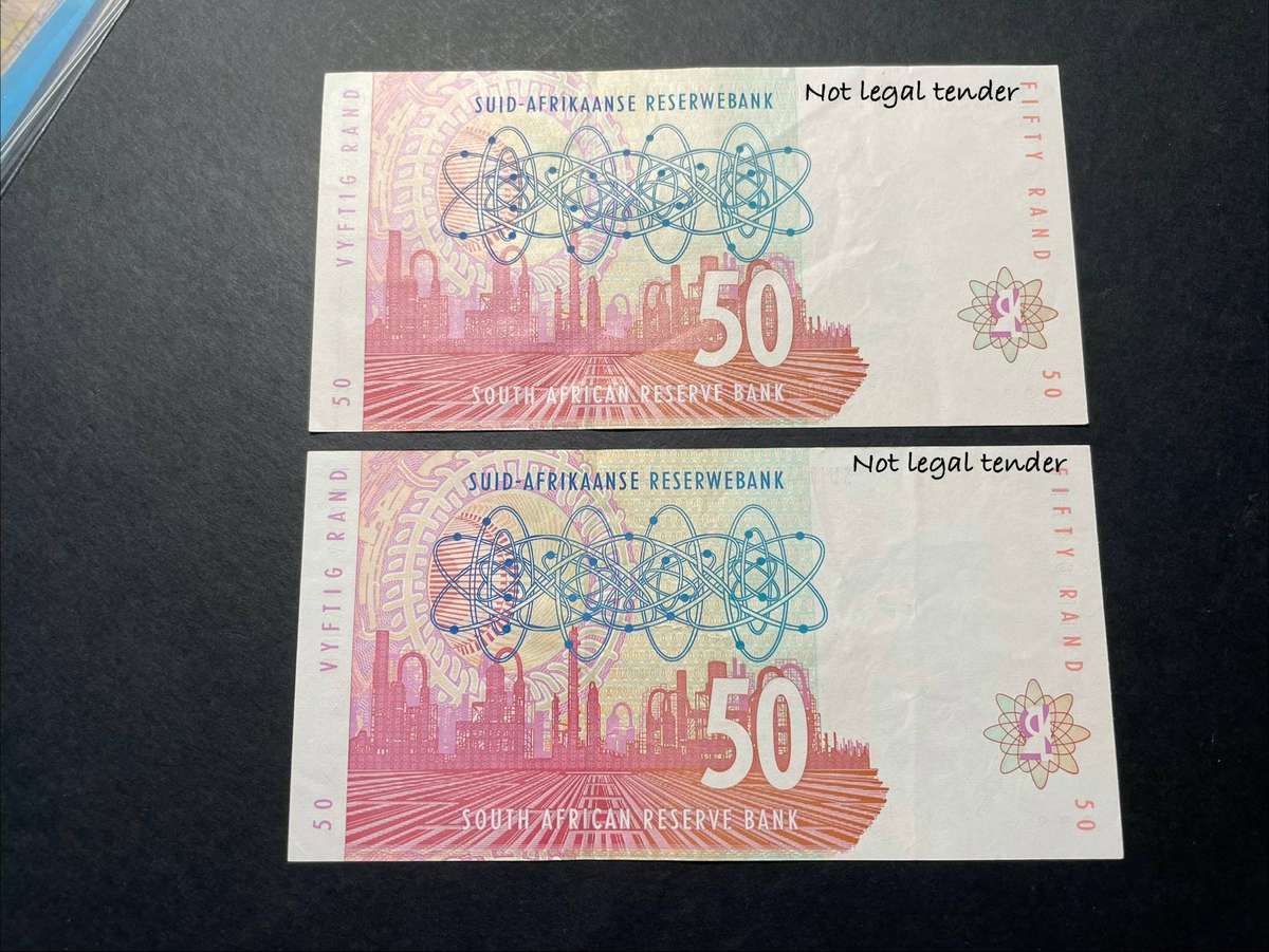 Very rare CL Stals 2nd issue R50 banknote - Red water variety - 2x available (price is per note)