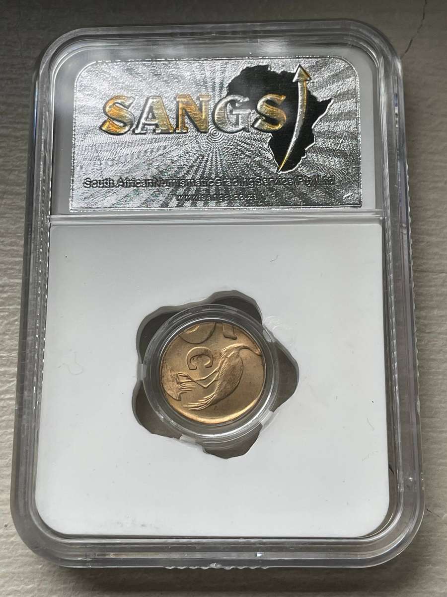 Mint error - 1991 South African 5 cent struck on a 10 cent blank - SANGS graded
