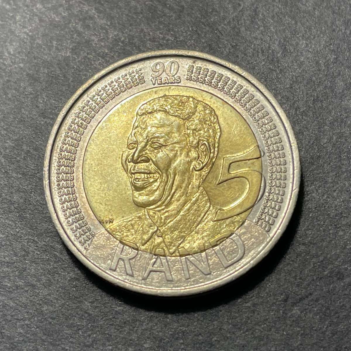 2008 Mandela 90th Birthday R5 coin