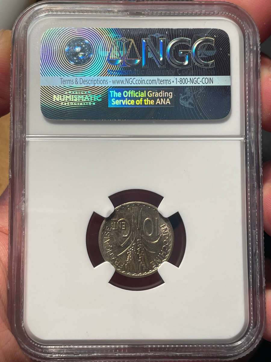 Scarce 1941 French Indo-China 10 Centimes coin NGC graded MS62