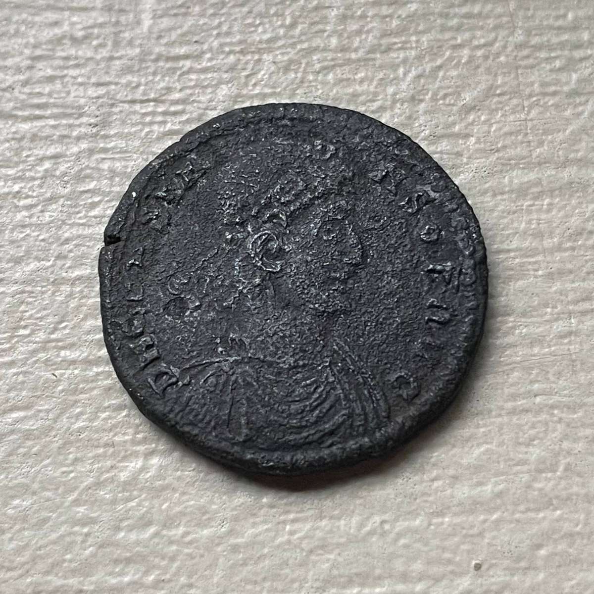 Ancient Roman bronze coin minted by Emperor Constans
