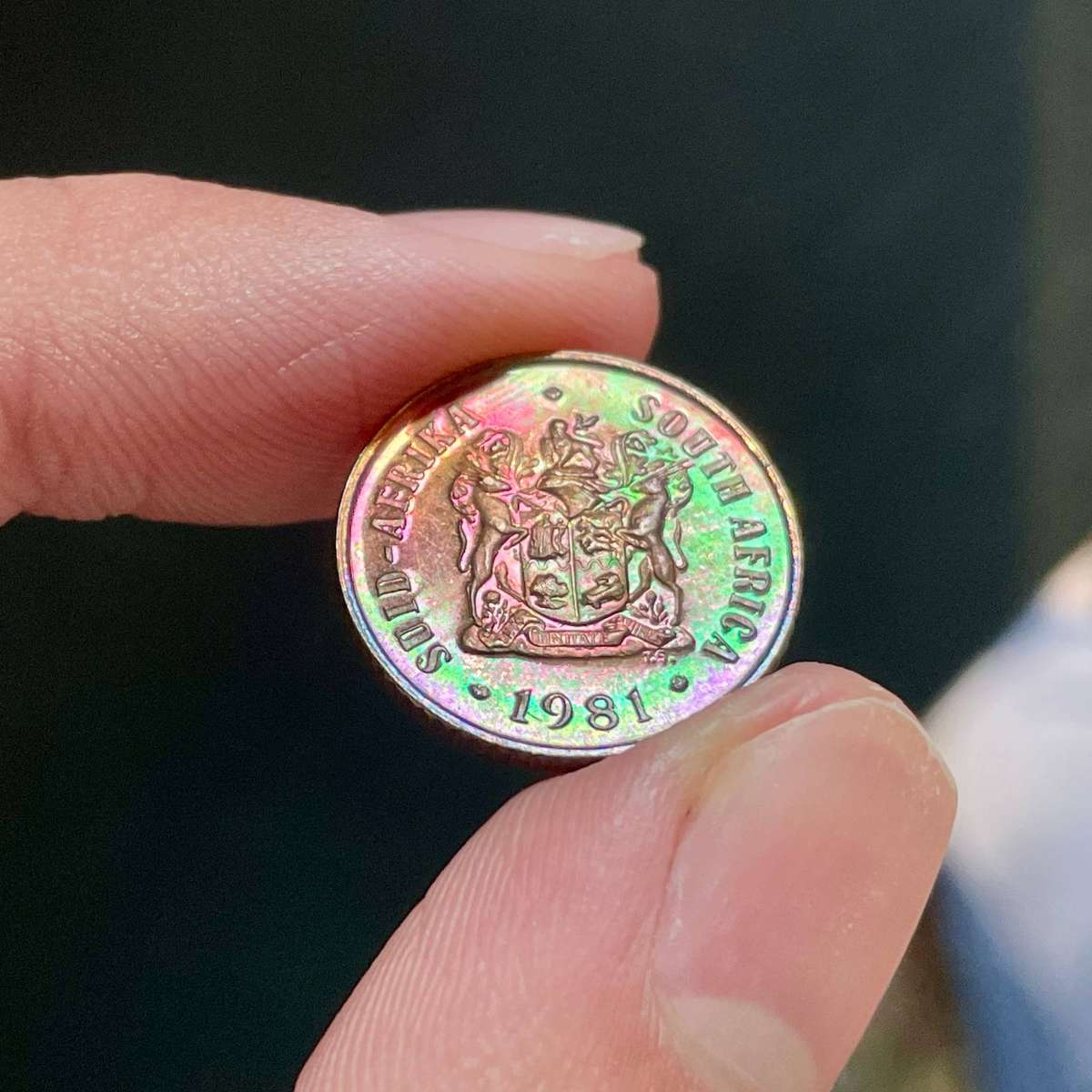 Fantastic toning - Proof 1981 bronze 1 cent coin as per photos