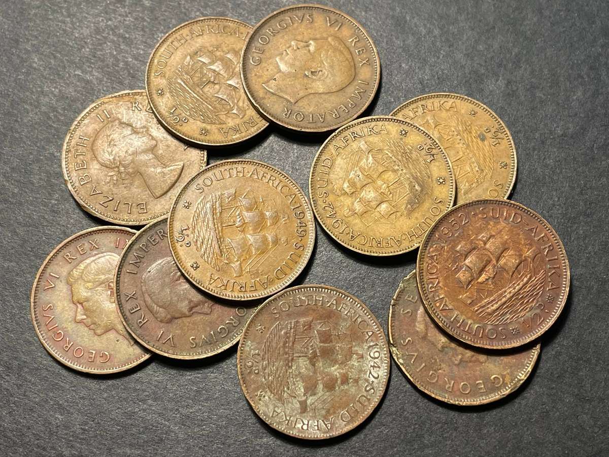 Random date South African 1/2 penny coin - Only 10 still available